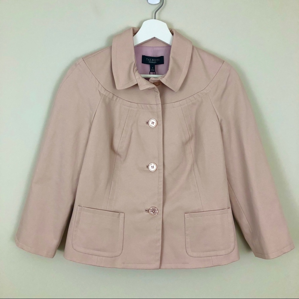 Talbots Kate Fit Curvy Blazer Jacket Light Blush Pink Stretch Cotton